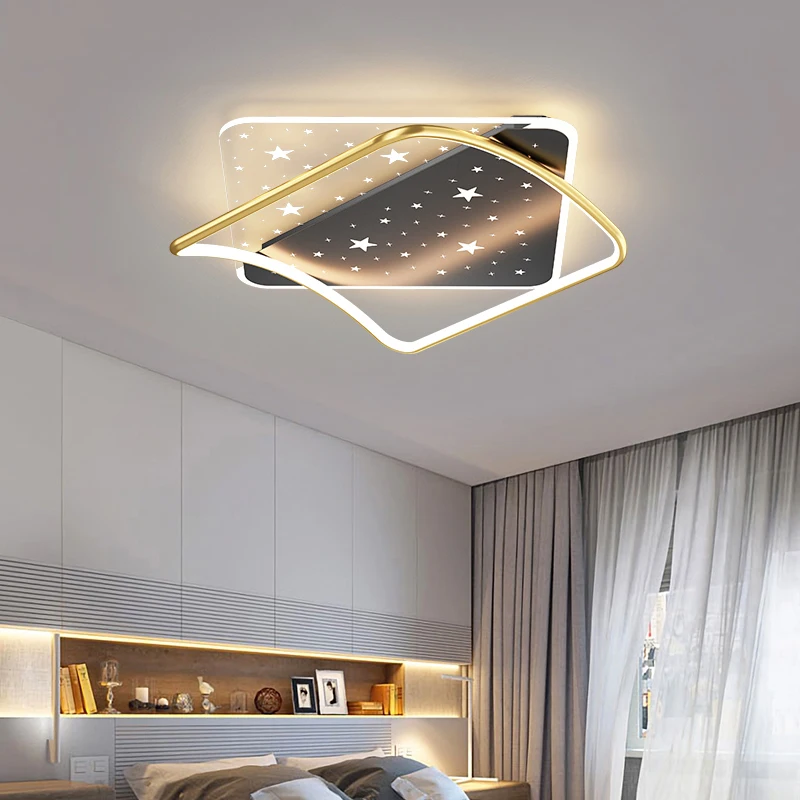 Plafonnier LED Étoile Et Lune - Lumière Changeante 3 Couleurs, Suspension Chambre Enfant, Design Moderne