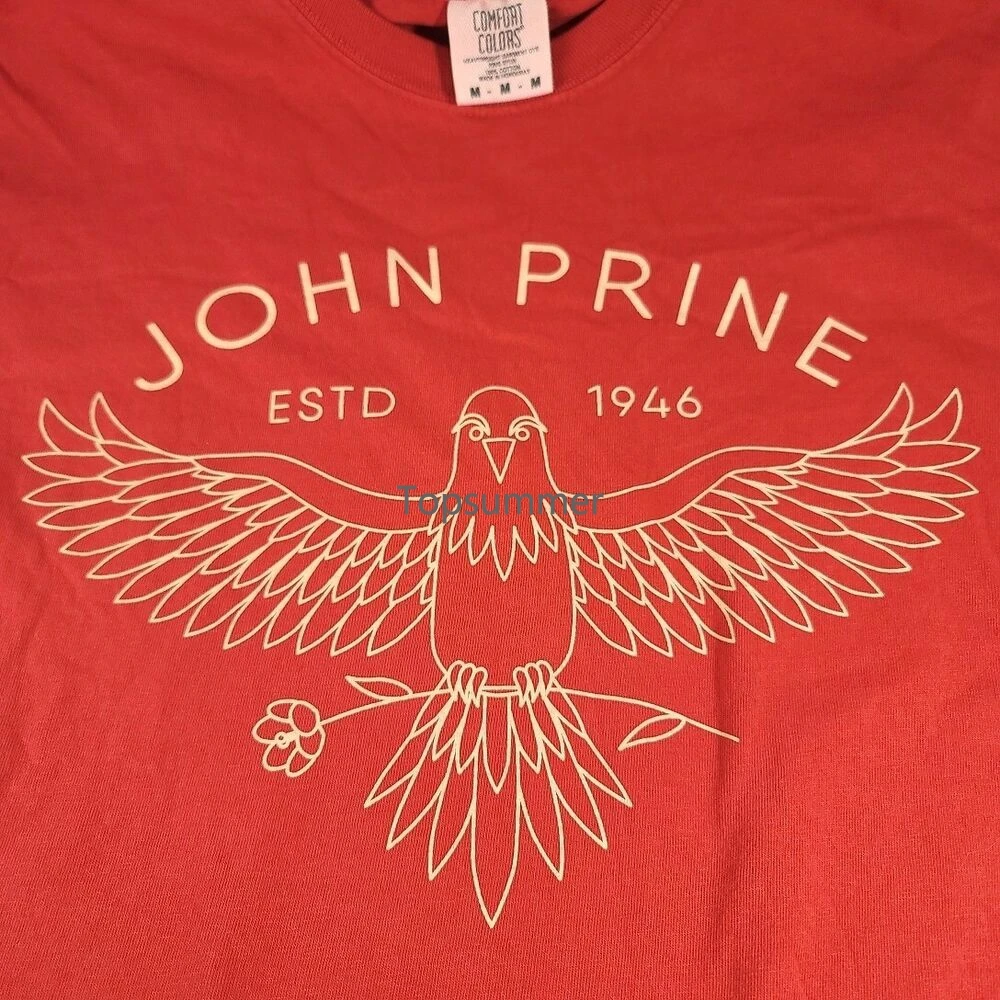 

John Prine Estd 1946 Dove T-Shirt Printed On Red Comfort Colorunisex Medium