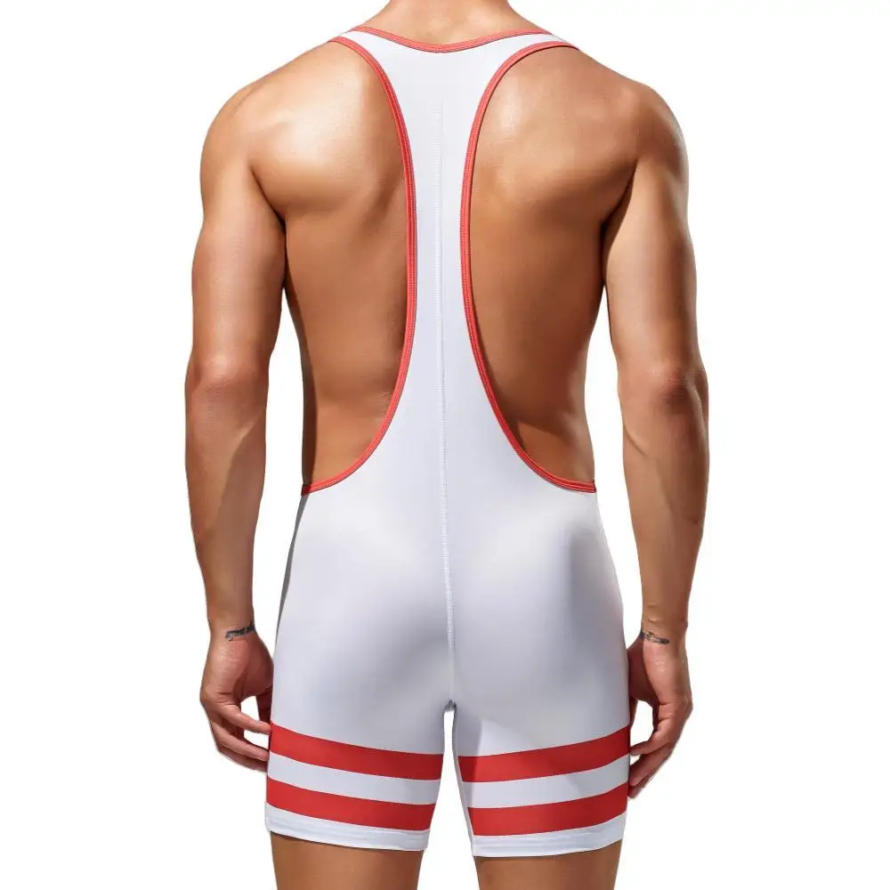 Men Bodysuit Sports Gym Athletic Supporters Undershirts Vest Boxers Wrestling Singlets Jumpsuits Bodybuilding Leotard