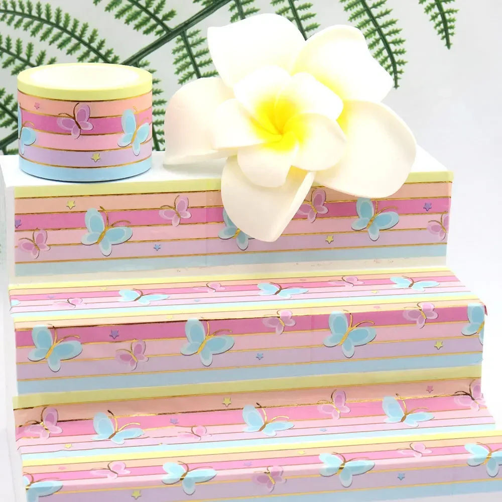 

10pcs/lot 15mm x 10m Colorful Stripes Butterfly Masking Adhesive Washi Tape office supplies stationary tape sticker