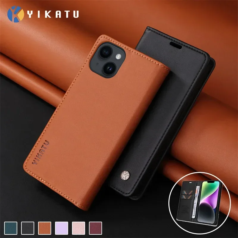 Magnetic Leather Flip Phone Case - Premium Protective Cover with Wallet Function