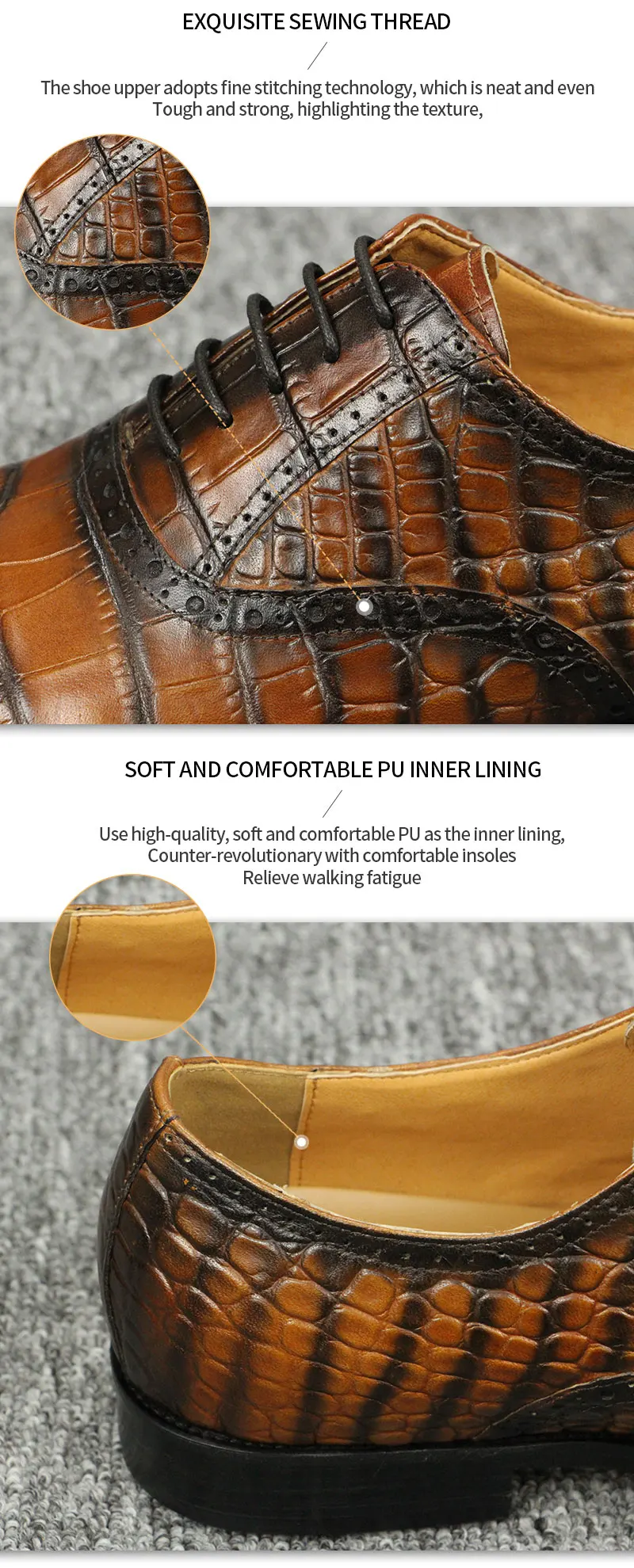 Elegant Shoes For Men's Crocodile Print Oxfords Dress Wedding  Fashion Lace Up Dress Office business or daily life zapatos 2023
