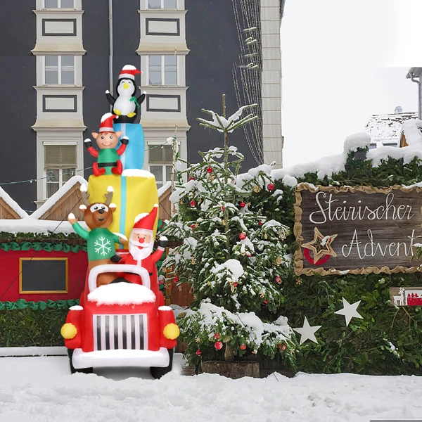  12ft 圣诞老人开车带礼物 12颗LED灯 庭院圣诞老人装饰 24W-28