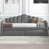 Elegant Twin Size Upholstered Daybed with 2 Drawers and USB Charging Ports, No Box-Spring Needed (Gray) Children's Sofas 2