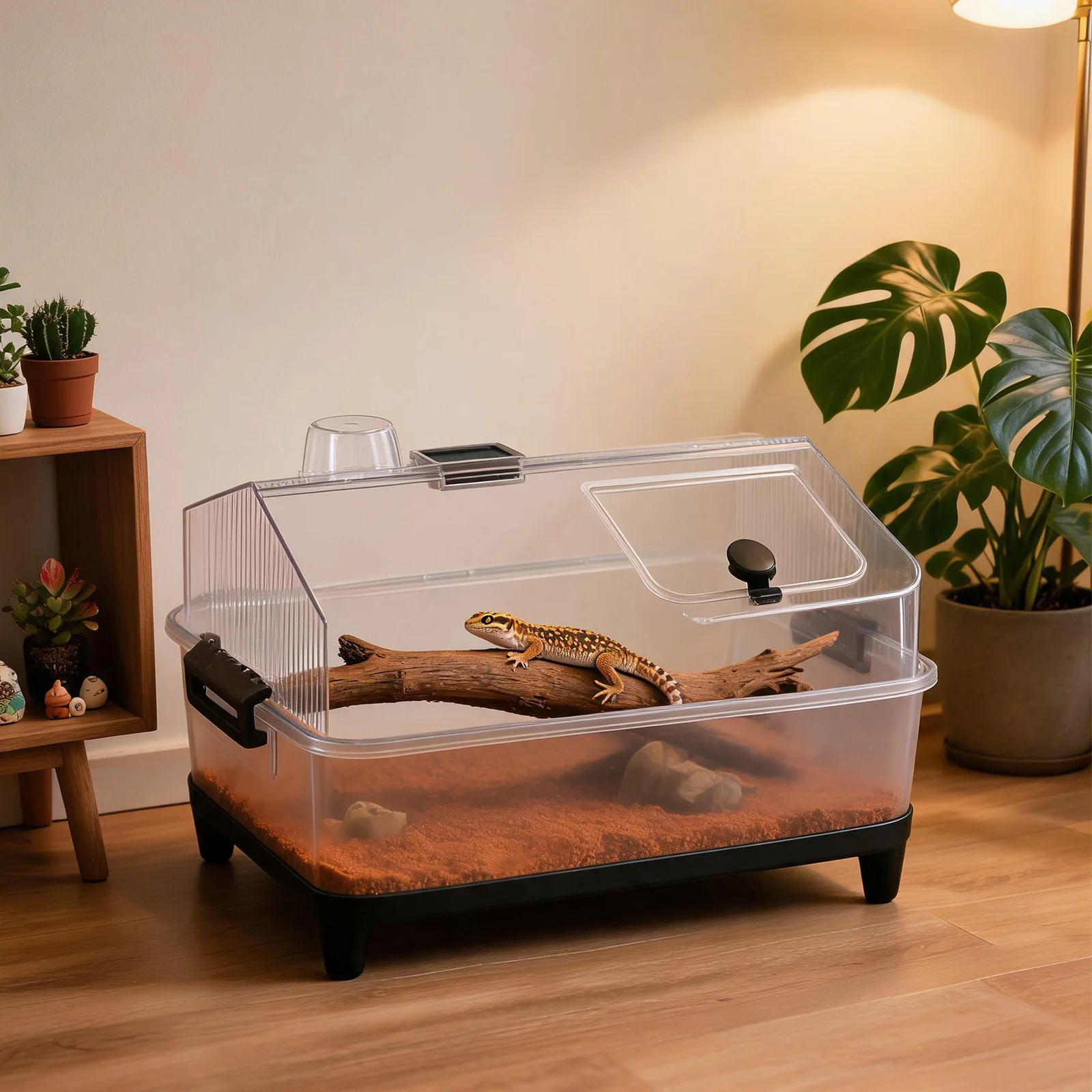 Small Reptile Terrarium Kit With Lid, Acrylic Tank, Heating Pad, Hygrometer, Hide & Bowl For Gecko Lizard Tarantula Frog Crab 1