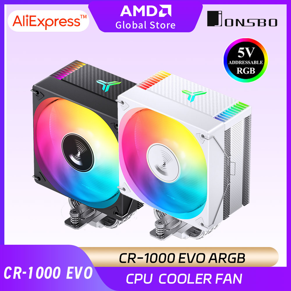 JONSBO CR-1000 EVO Radiator CPU Cooler Fan 4 HeatPipe Tower ARGB 4PIN PWM Cooling Fan Heat Sink Intel LGA1700 115X 1200 AM5 AM4