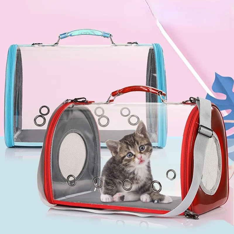 

Pet Cat Carrier Foldable Pets Handbag Outdoor Portable Transparent Breathable Shoulder Backpack Space for Cats Puppies Bird Bag