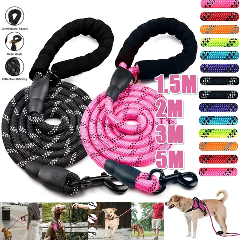 Dog Leash Heavy Duty Comfortable Padded Handle Reflective Dog Leash For