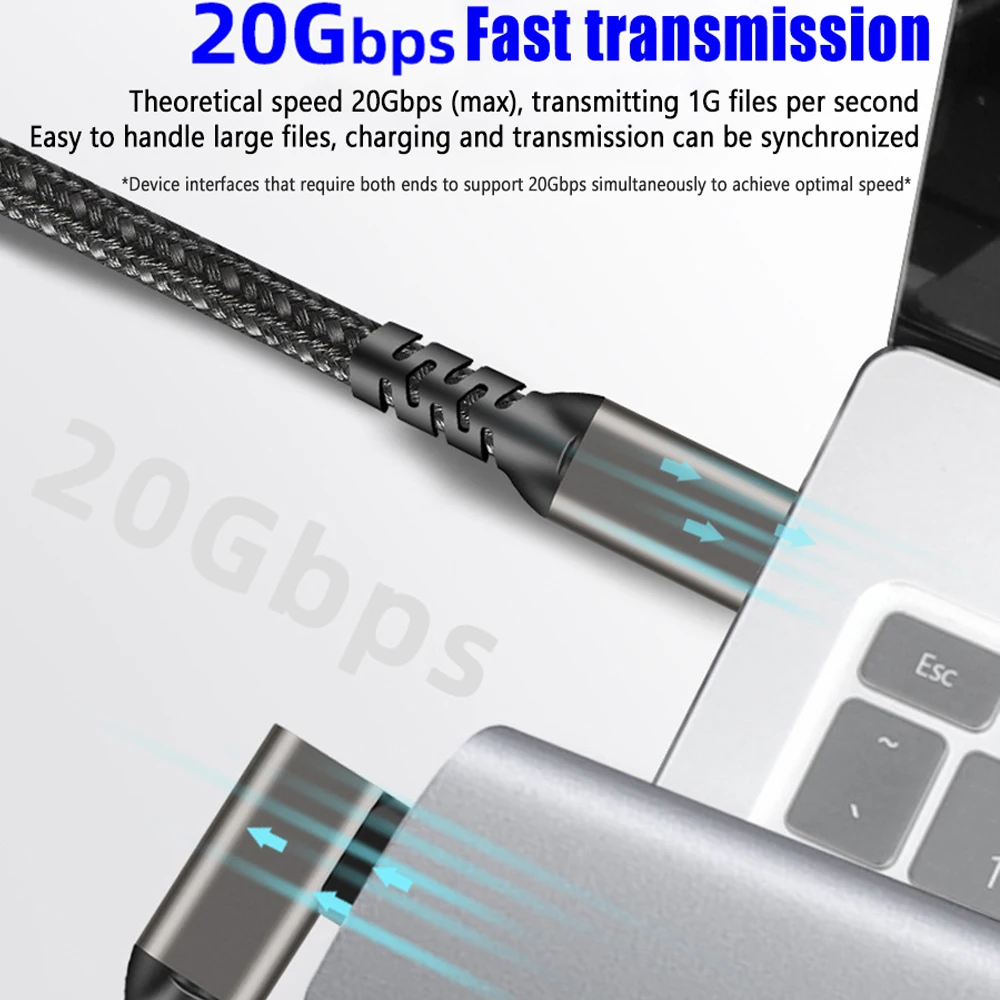 UGOURD USB3.2 Gen2*2 20Gbps Elbow Type C To Type C Data Transfer Cable PD100W Super Charging Cable For Phone Laptop VR Glasses BEST SELLERS