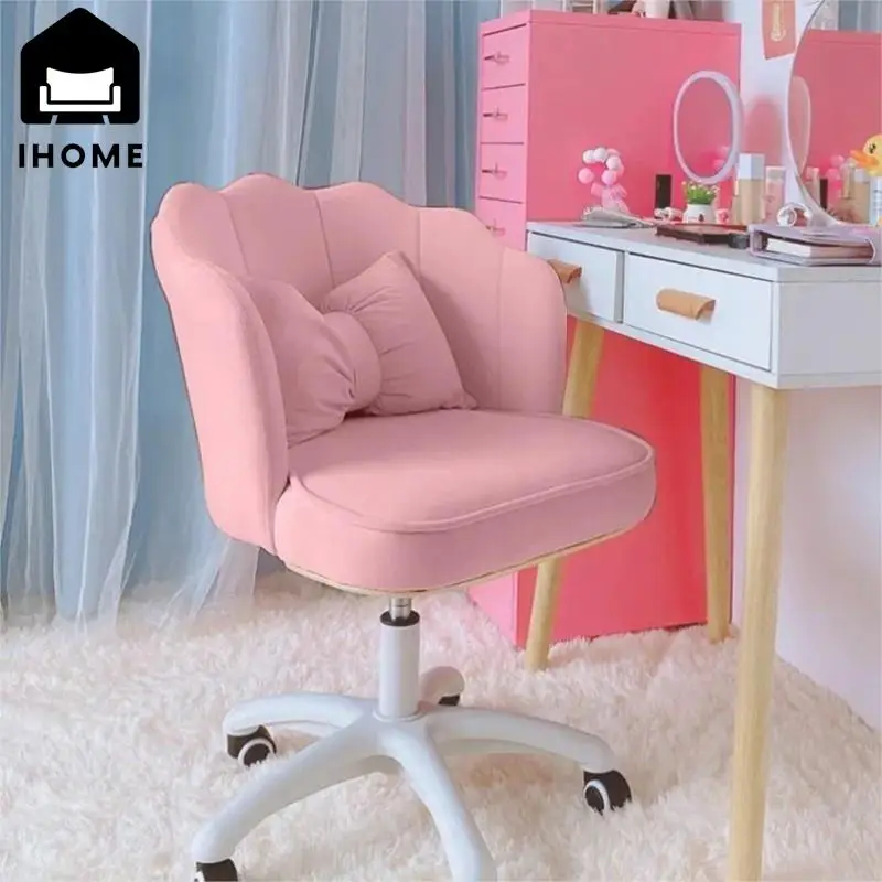 IHOME Chair Girls Cute Bedroom Dormitory Computer Chair Comfortable Swivel Lift Back Desk Chair Makeup Stool Writing Chair 2024 winter warm coral fleece gloves women men girls thicken plush touchscreen writing fingerless glove velvet half finger mittens