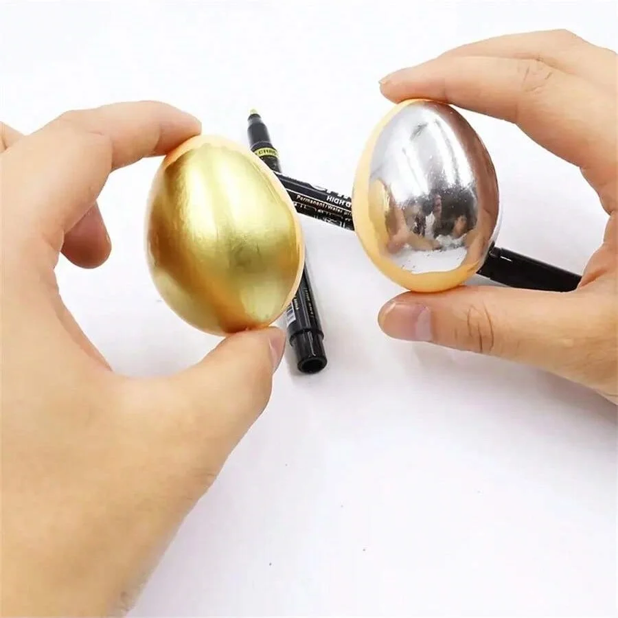 2팩 액체 거울 마커 - 크롬 골드 및 실버 반사 페인트, DIY 자동차 모델링, 미술 공예, 돌 등에 적합
