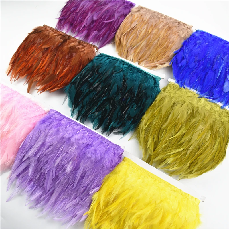 1Meters Saddle Pheasant Feathers on Tape Trim Fringe for Clothes Ribbon Sewing Trimmings Wedding Accessories Decoration pheasant feathers