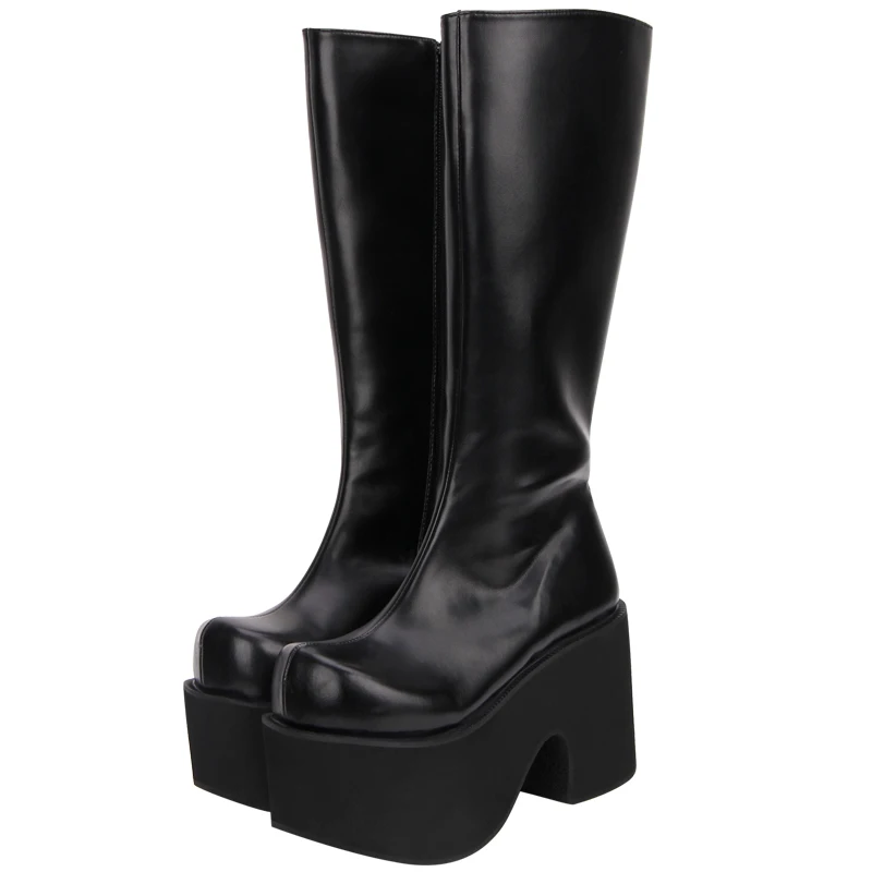 

Women's Queen Cosplay Thick Platform Knee High Punk Boots 9651