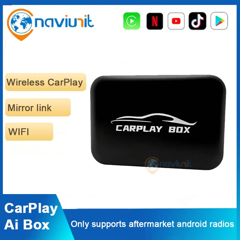 CarPlay inalámbrico Mini Ai Box, Android Auto, 4G LTE, GPS para