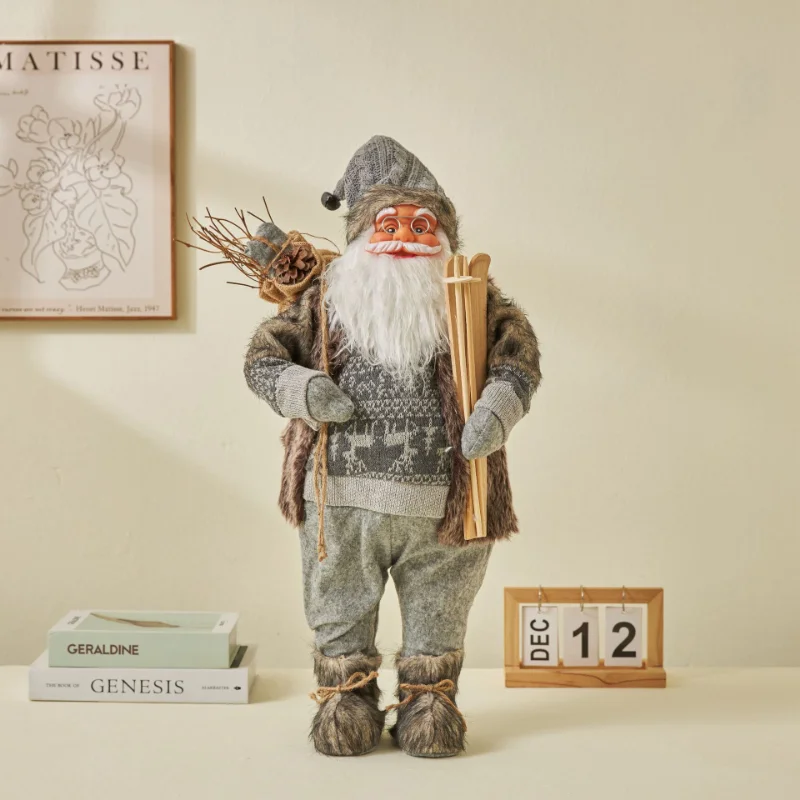 Gnomo Di Natale Peluche Blu Con Barba Lunga, Decorazione Casa 38 Cm, Portafortuna Scandi