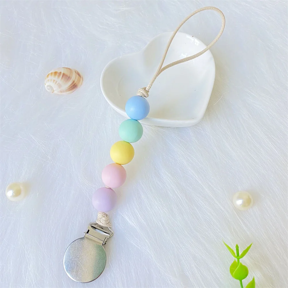 Baby Pacifier Clip Silicone Beads Bead Dummy Chain Holder Soother Chains Baby Teething Chew Toy