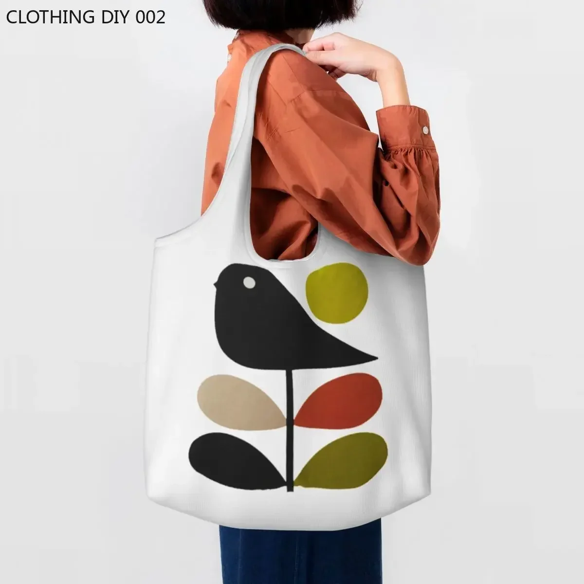 

Сумка для покупок Orla Kiely Stem And Bird для продуктов, Брезентовая Сумка-тоут на плечо, вместительная портативная Сумочка в скандинавском стиле