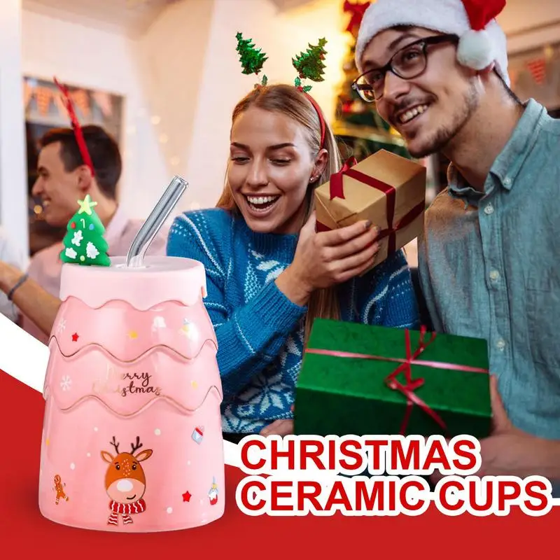 2023 Christmas Tree Cup Transparent Coffee Cup Milk Mug Tumblers With Lid  With Straw Kids Children Christmas Gift For Outdoor - AliExpress