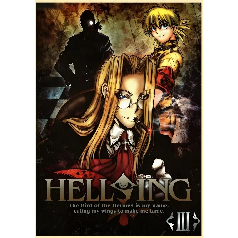 Anime H-Hellsing Japanese Cartoon Cool Retro Poster Sticky Wall