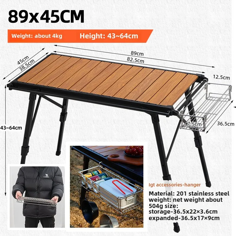 Nouvelle table de camping pliable portable, réglable en hauteur, pour pique-nique, barbecue, voyage en voiture et camping en plein air