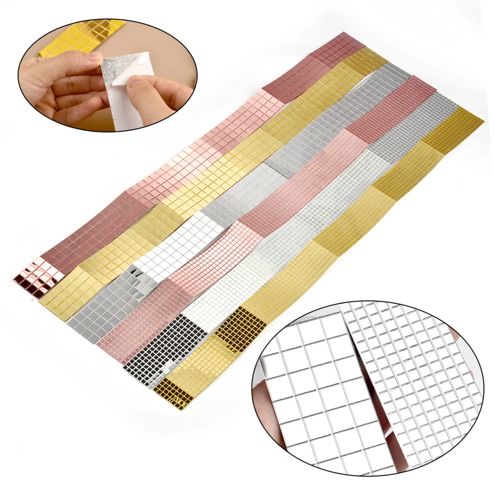 Description Picture 3 of item4x60cm Self-Adhesive Real Glass Craft Stickers Reflective Glass Tape Mirror Mosaic Tiles For Making DIY Hand Crafts Home Decor