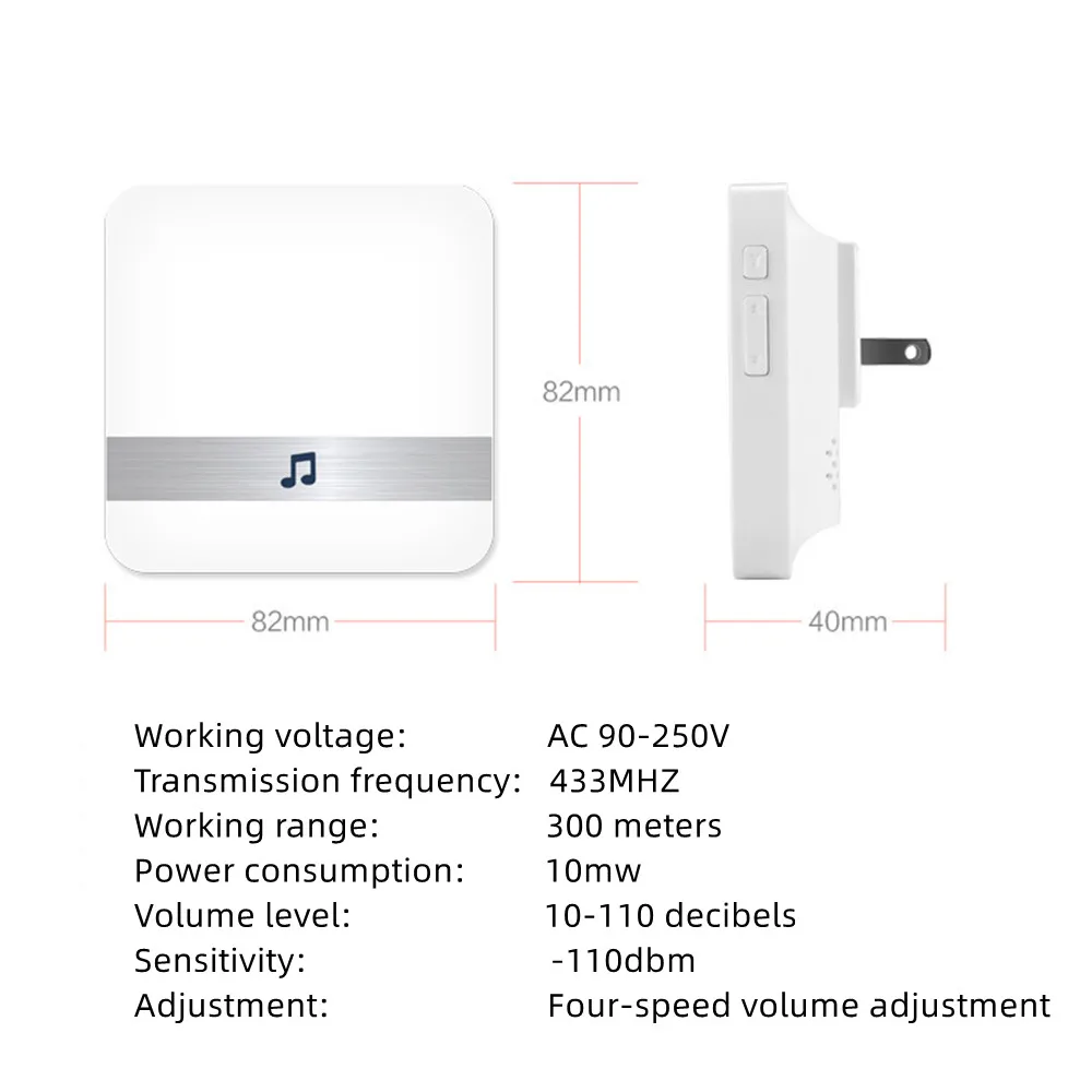 AC90-250V Smart Wireless Doorbell chime Wireless WiFi Home Welcome Doorbell US EU Waterproof 300m Remote Smart Door Bell Chime