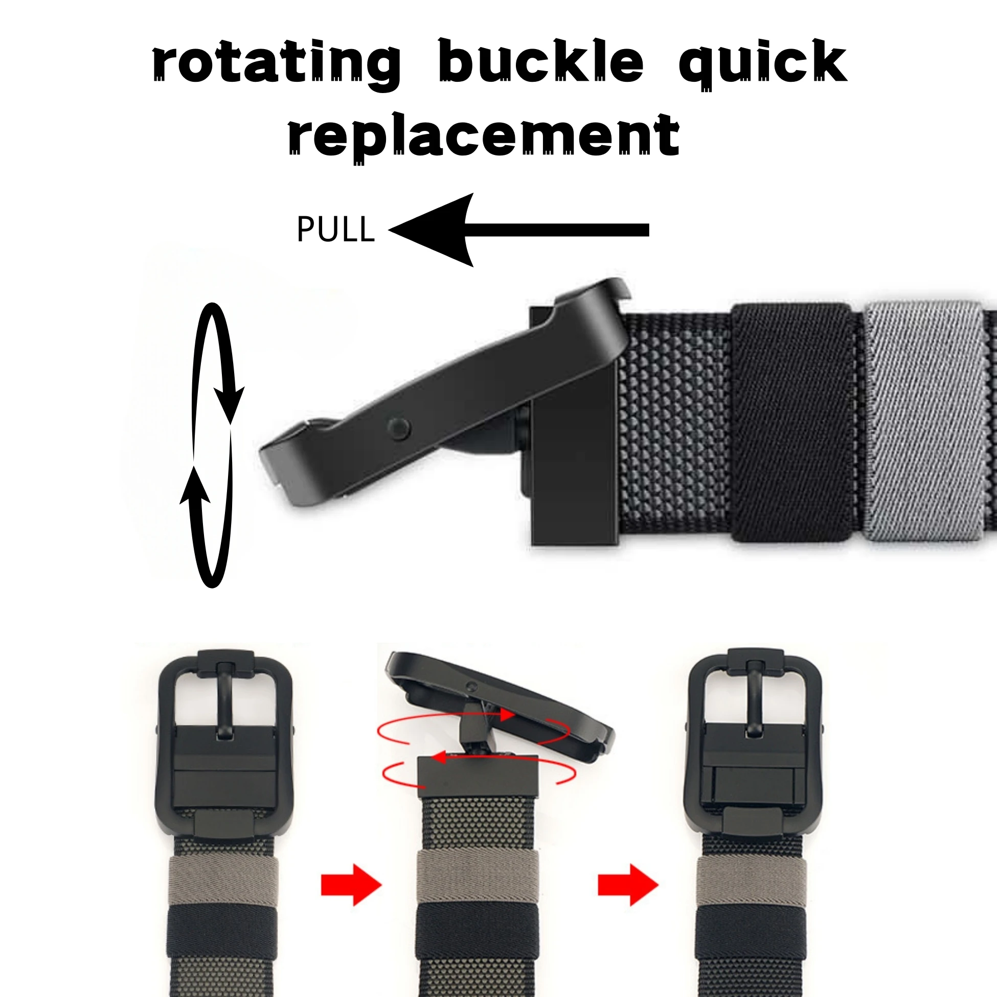 Rotating Buckle Reversible Adjustable Nylon Belt Youth Unisex Casual Canvas Woven Strap Fashion