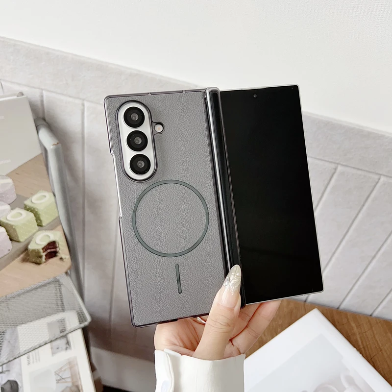 Premium Magnetic PU Leather Dropproof Case with Anti-Fingerprint Folding Cover for Samsung Galaxy Z Fold Series