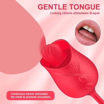Rose Vibrator 10 Speed Thrusting Dildo Clit Nipple Oral Pussy Licking Clitoris Stimulator Female Masturbation Sex Toys for Women 3
