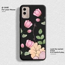 Cute Panda Flower Soft Silicone Shockproof Phone Case - Cartoon Cover for Nokia C32 (HS-C0045)