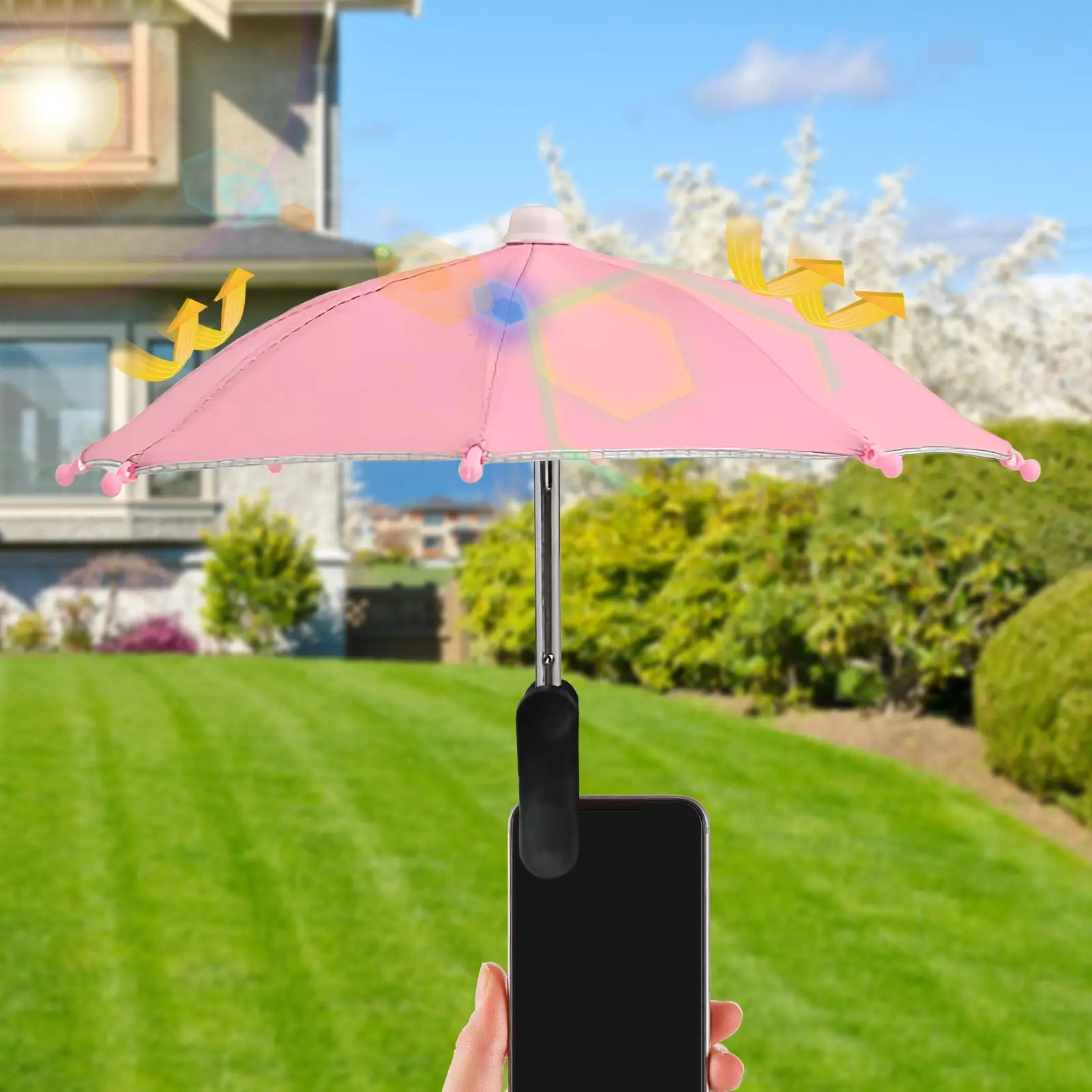 Mini phone sunshade Sun Protection Phone Clip on Umbrella Phone Umbrella Angle Adjustable Anti-Reflective UV Protection Cover