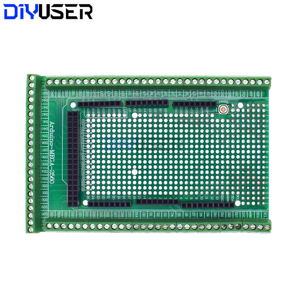 Arduino MEGA 2560 R3 Shield Board Prototype Expansion Module with Screw Terminal Blocks & Double-Side PCB Kit