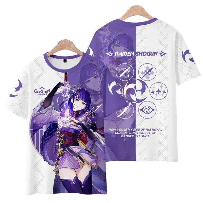 Genshin impact t-shirts beelzebul raiden shogun baal anime game sexy girls 3d printing male oversized t-shirts 2024