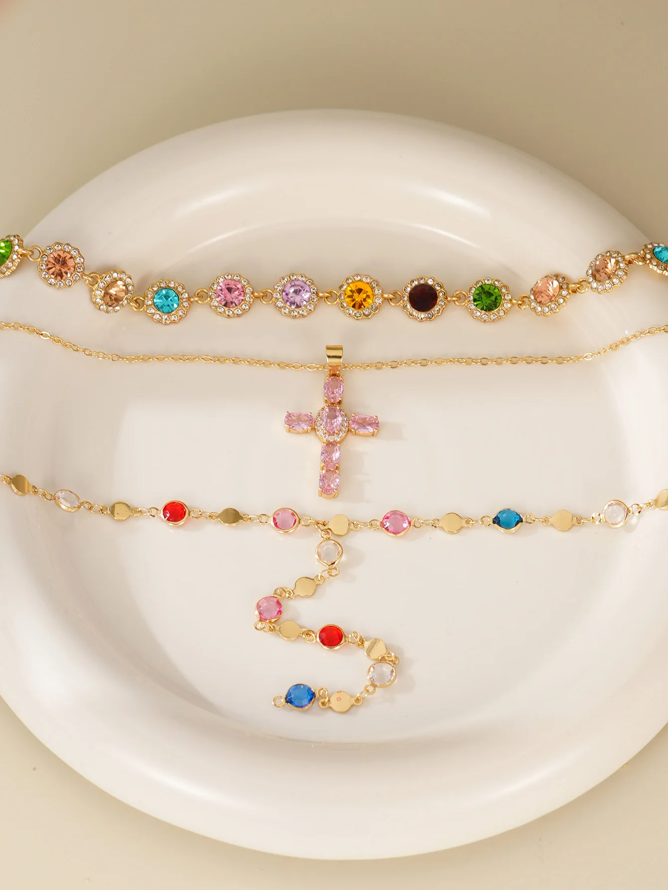 Ladies Cross Pendant Sparkling Cubic Zirconia Necklace
