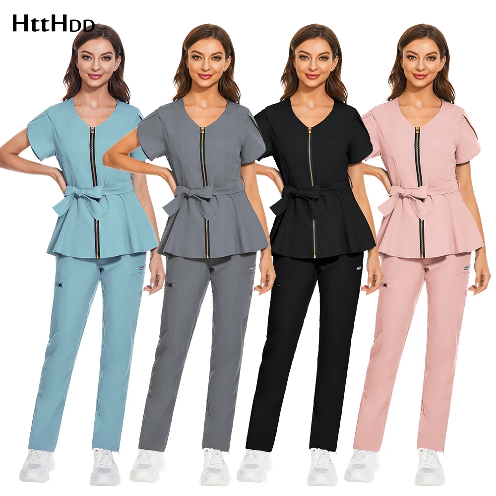 Medical Uniform Beauty Salon Work Uniforms Short-sleeved Health Service Work Suit Pet Scrubs Costume Women Clothes Scrubs Medical Uniforms Women