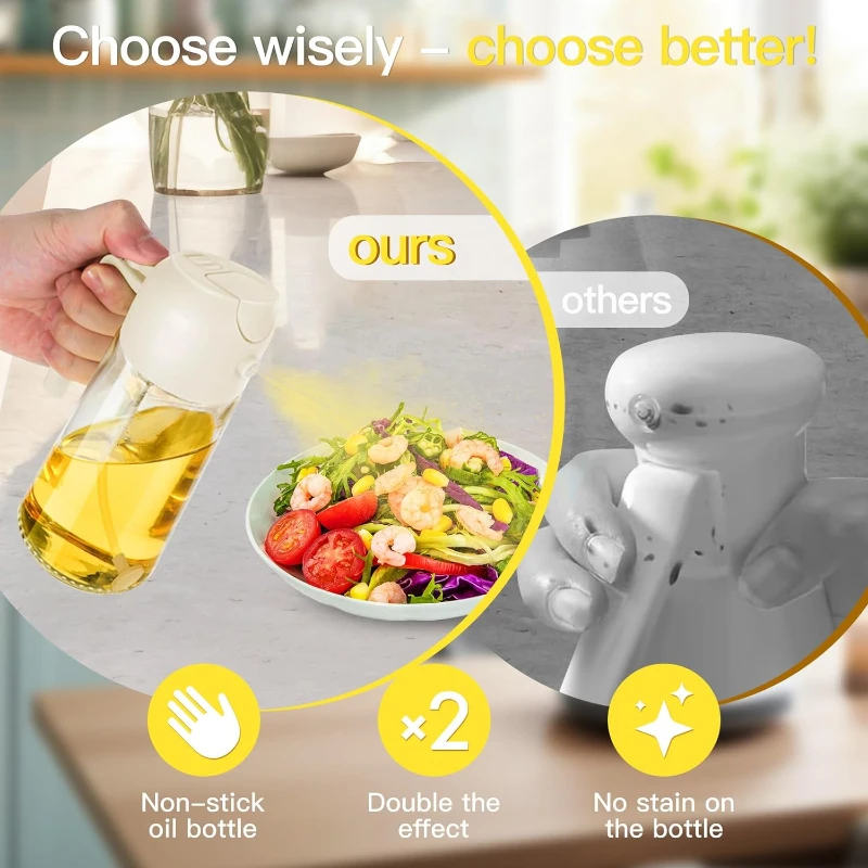 2in1 500ml Glass Oil Sprayer Oil Spray Bottle Oil Tank BBQ Kitchen Baking BBQ Picnic Kitchen Tools for Businesses 4