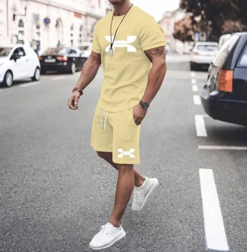New 2024 Summer Men's clothing short-sleeved T-shirt + five-point shorts 2-piece set tracksuit fashion jogging casual Men's sets