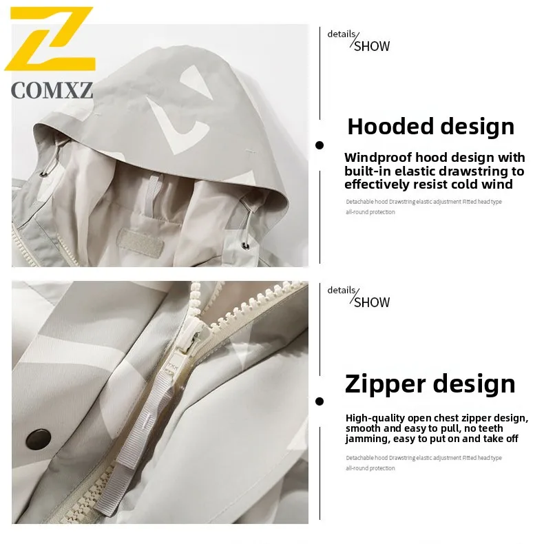 Men's Autumn Hooded Windbreaker Waterproof Hiking Jacket Outdoor Sports Coat Lightweight Trekking  Windproof Mountaineering Wear