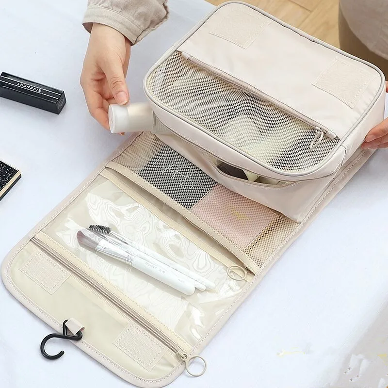 Waterproof Travel Makeup Bag – High-Quality Toiletries Organizer with Bathroom Hook, Wash Pouch for Women Storage Bags & Storage Items Beach bags