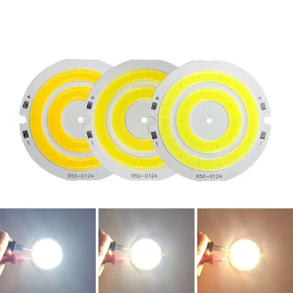 10 Chip LED COB Rotondi Tyenaza - 3W, 300-330 Lumen, 9-11V DC, Scegli Colore (Caldo 3000K, Naturale 4000K, Freddo 6500K)
