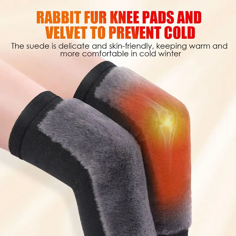 Winter Plush Knee Pad Thermal Knee Braces for Seniors Women Men Elastic Knee Pads Leg Sleeves for Skiing Cycling Camping Running 1