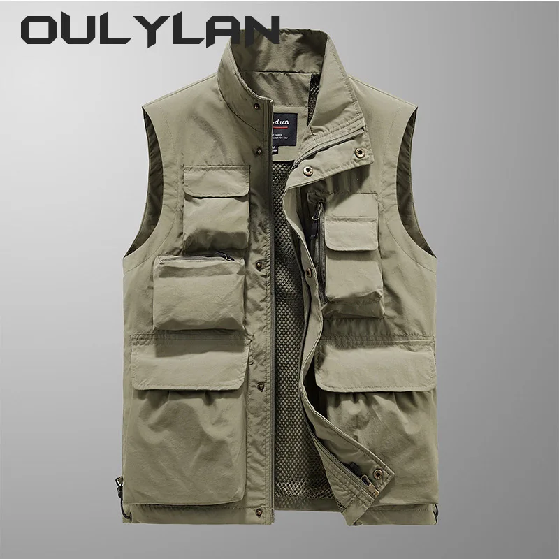 Oulylan New Outdoor Vest Multi-Pocket Tinta Unita Fishing Director Reporter Gilet Da Lavoro Fotografia Casual Gilet Giacca Maschile