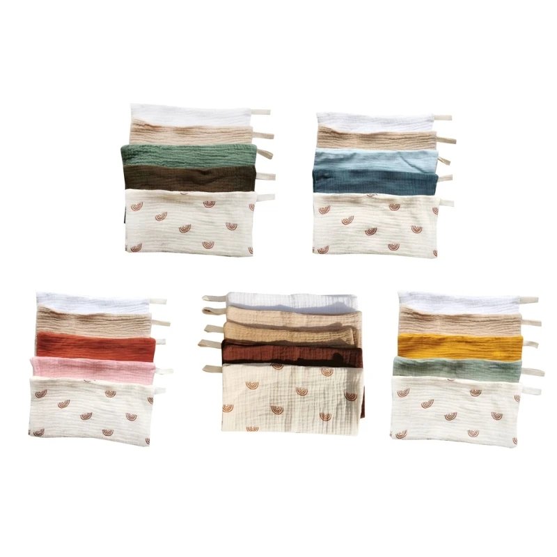 5Pcs Cotton Toddlers Bib Baby Burp Cloth Newborns Square Towel Small Handkerchief 4-layer Breathable Infants Washcloth K1KC