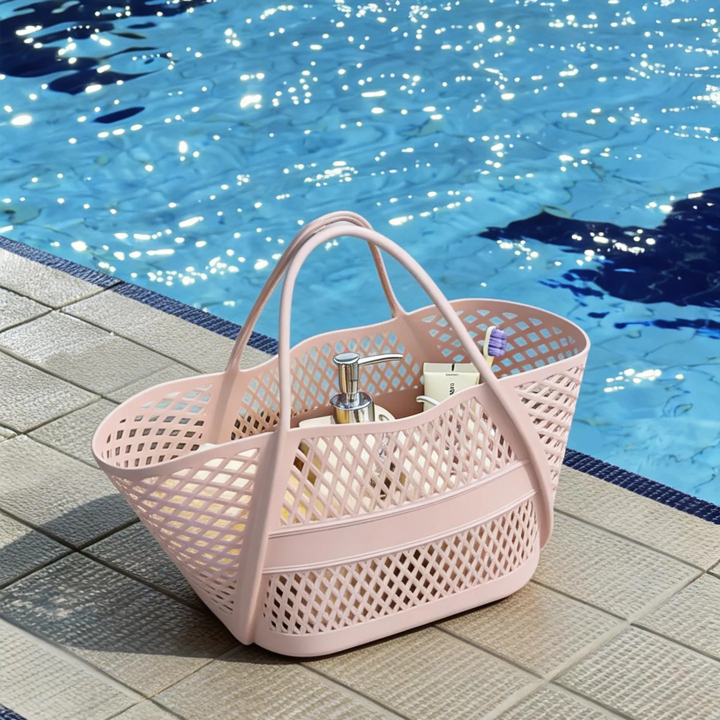 휴대용 대용량 물빠짐 기능이 있는 습식 및 건식 분리 수영복 보관 가방 남녀공용 플라스틱 핸드헬드 비치백
