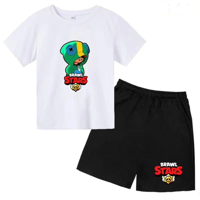 

Kids Short Sleeve T-shirt Boys Girls Toddler 3-12Y Gift Wilderness Game Top + Shorts 2P Cute Fun Pretty Girl Clothes Casual Suit