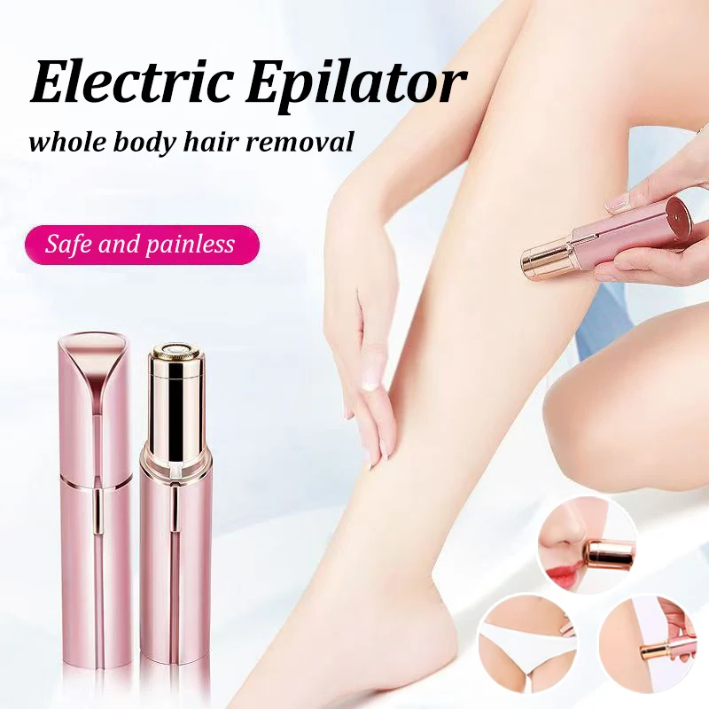 

USB Rechargeable Electric Hair Removal Lipstick Shape Female Facial Epilator Remover Painless Safety Women Full Body Hair Shaver