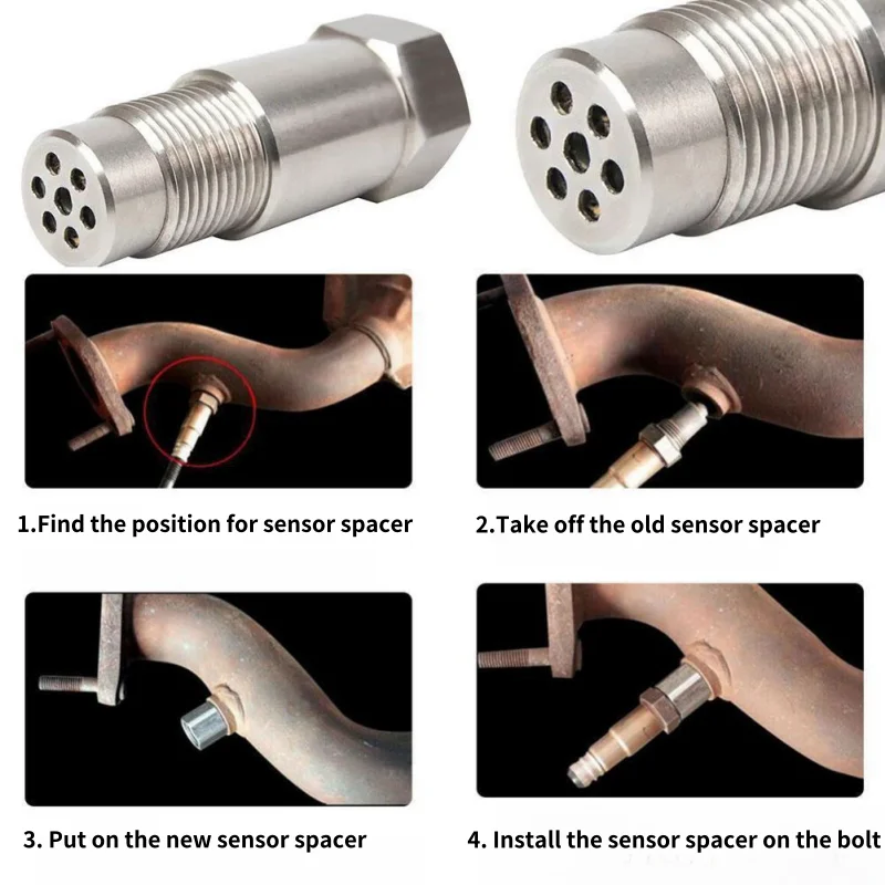 Universal  Stainless Steel SS304 Check Engine Light CEL mini catalyst O2 Sensor Spacer Adapter  M18X1.5 3