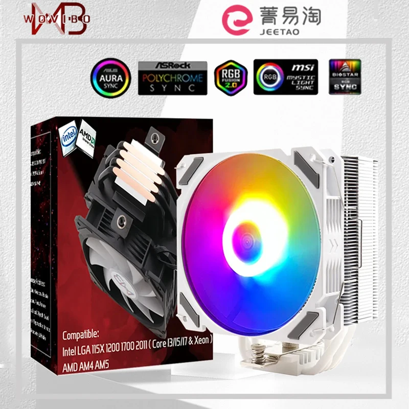 

Wovibo CPU Cooler Ventilador 120mm RGB ARGB Cooling Fan Ventilateur For Intel LGA 115X 1200 1700 2011 X79 X99 AMD AM4 Radiator