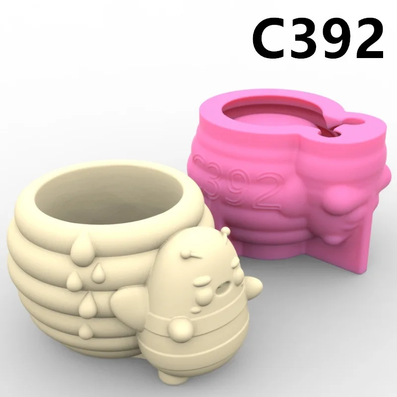 

Cute Bee Honeycomb Silicone Mold Scented Stone Ornaments Homemade Ashtray Flower Pot Pen Holder Handicraft Gift Homemade