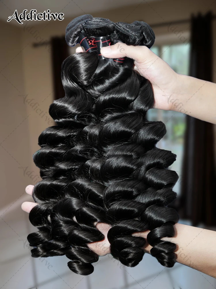30 34 Inch Loose Wave Bundles Human Hair Burmese Curly Raw Hair Bundles 16A Double Weft Virgin Extensions Quick Weaving